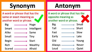 SYNONYM vs ANTONYM 🤔  Whats the difference  Learn with examples [upl. by Nnyllaf]