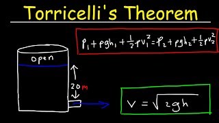 Torricellis Theorem amp Speed of Efflux Bernoullis Principle Fluid Mechanics  Physics Problems [upl. by Anwahsiek865]