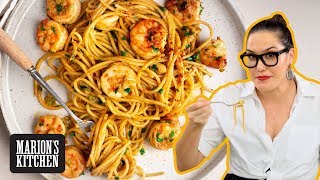 Spicy Garlic Shrimp Spaghetti  Marions Kitchen [upl. by Marisa620]