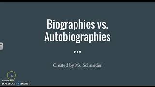 Biography Unit Biographies vs Autobiographies MiniLesson [upl. by Atinrev]