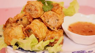 Fried Shrimp Bean Curd Rolls Chả Giò Triều Châu 潮州蝦棗 CC Added [upl. by Eimac]