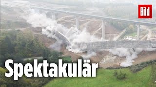 A45 Sprengung der 340 Meter langen Autobahnbrücke bei Siegen [upl. by Suirtimid668]