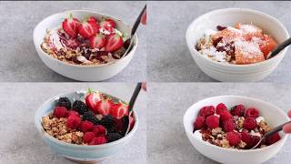 Granola amp Yogurt Bowls 4 Ways [upl. by Alekahs]