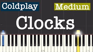 Coldplay  Clocks Piano Tutorial  Medium [upl. by Froma124]