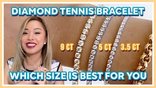 Comparing Diamond Tennis Bracelet on hand 35ct  5ct  9ct White Gold Yellow Gold By Bonnie Jewelry [upl. by Zarla437]