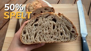 How to Make Spelt Sourdough  50 Whole Grain Spelt [upl. by Nadya863]