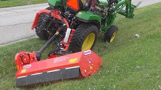 Ditch Bank Mowing OffSet Flail on Deere 2038R [upl. by Octave]