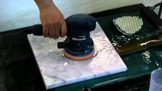 Marble polishing by orbital sander [upl. by Anillek]