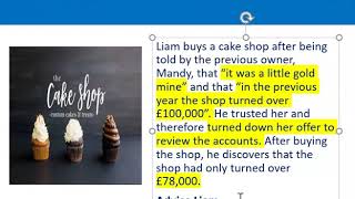 How to apply misrepresentation Liam cupcake scenario [upl. by Yanaton]