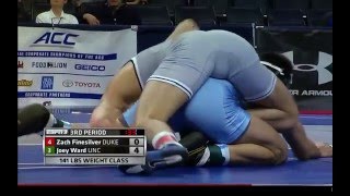 141lbs Zach Finesilver vs Joey Ward ACC Wrestling Championships [upl. by Silvan449]