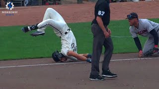 Twins Royce Lewis Lands on Neck Trying to Avoid Collision at First Base [upl. by Corrina483]