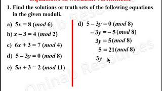 Equations in Modular Arithmetic [upl. by Emmons]