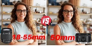 Canon 50mm Prime Lens Vs 1855mm Kit Lens  Nifty Fifty Vs Zoom Lens [upl. by Neryt]