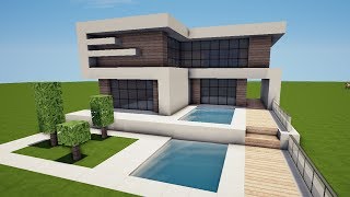 MODERNES HAUS mit POOL in MINECRAFT bauen TUTORIAL HAUS 169 [upl. by Betz]