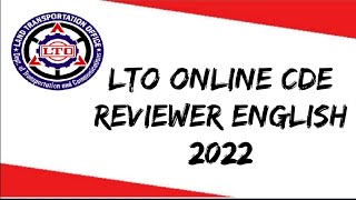 LTO ONLINE CDE VALIDATION EXAM REVIEWER  ENGLISH 2022 JHUNADRIANLEE [upl. by Barde]