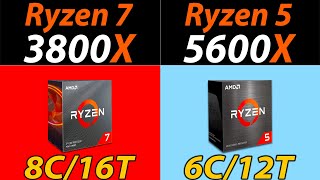 Ryzen 7 3800X Vs Ryzen 5 5600X  8 Cores Vs 6 Cores  How Much Performance Difference [upl. by Ettelracs761]