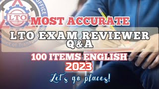 LTO EXAM REVIEWER QampA  100 ITEMS ENGLISH TESTIncluding common road Signs [upl. by Kellen]