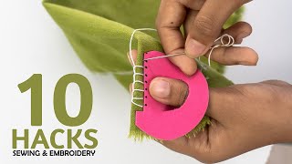 10 SMART HAND EMBROIDERY amp SEWING HACKS  by DIY Stitching [upl. by Atsahs997]