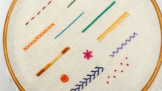 TOP 12 STITCHES IN HAND EMBROIDERY  Tutorial for Beginners [upl. by Gottfried]