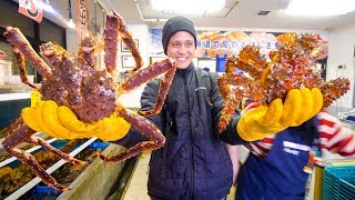 RED KING CRAB vs HANASAKI CRAB Big Japanese Food in Hokkaido Japan [upl. by Pinsky]