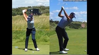 Justin Thomas golf swing  Long Iron faceon amp downtheline July 2017 [upl. by Errecart]