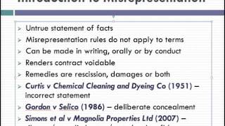 Misrepresentation Lecture 1 of 4 [upl. by Stromberg]