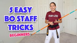 Easy Bo Staff Tricks for Beginners  Taekwondo Karate Martial Arts [upl. by Kiel532]