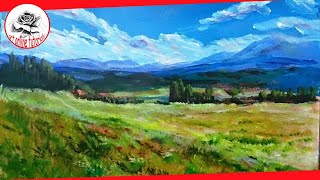 How to Paint a Landscape with acrylics step by step SUBTITLED [upl. by Oilicec]