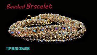 Simple beaded tennis bracelet How to make beaded bracelet [upl. by Kaliski]