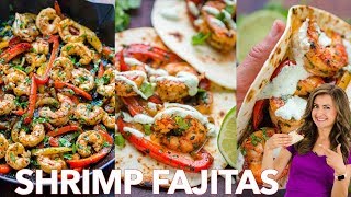 Easy Shrimp Fajitas Recipe  One  Pan  30  Minute Dinner [upl. by Arihs]