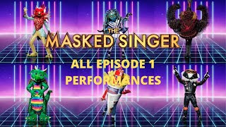 ALL EPISODE 1 PERFORMANCES  The Masked Singer UK Ep1 [upl. by Jemina]